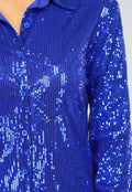 Blauwe Blouse Jurk met Glitters en Kraagje