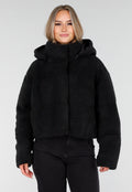 Zwarte Teddy Jas met Capuchon en Ritsluiting