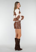 Lederlook Skort Bruin