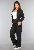 Zwarte Cargo Wide Leg Two Piece