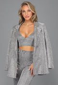 Oversized Zilveren Glitter Blazer
