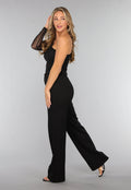 Zwarte One Shoulder Top met Glitters