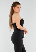 Zwarte Strapless Gilettop met Knopen