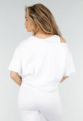 Witte One Shoulder Top met Ingewerkte Top en Stretch
