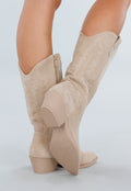 Beige Suede Cowboylaarzen