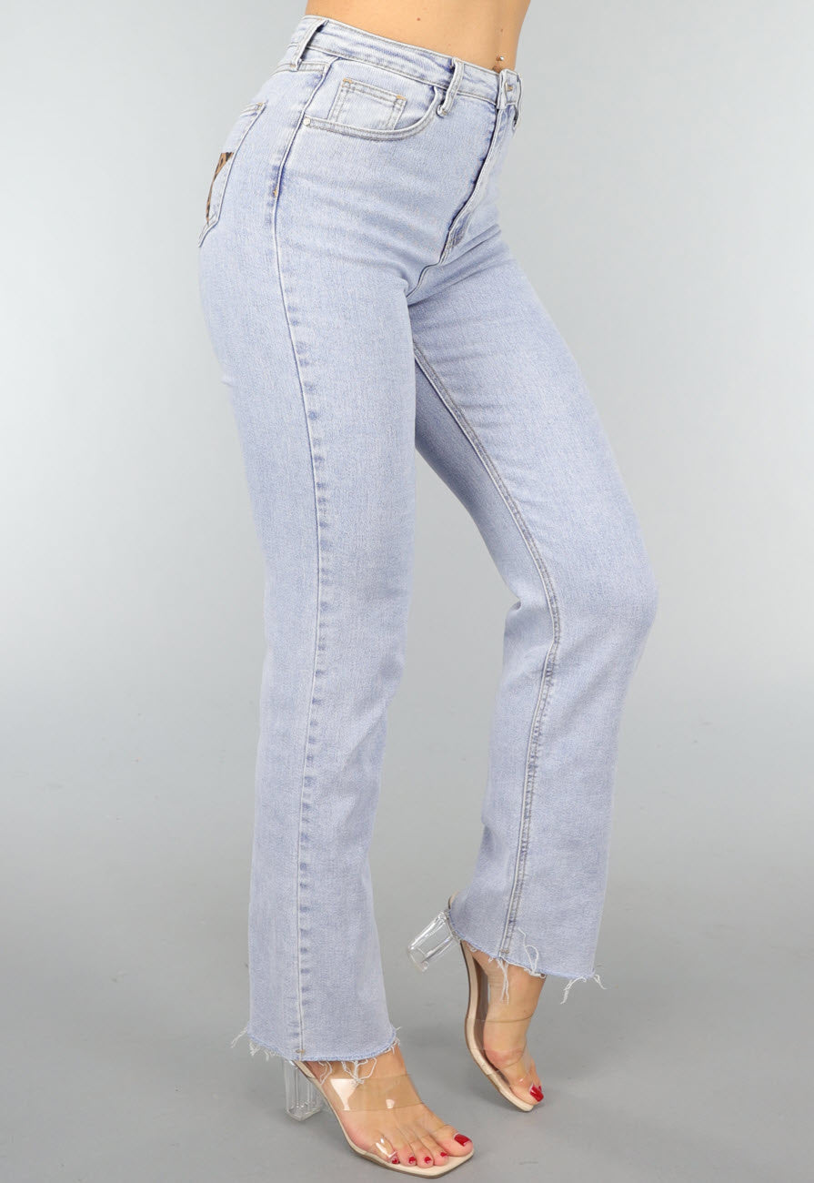 Rechte Jeans met Panterprint Sterren