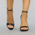Zwarte Stiletto Sandaletten met Peeptoe