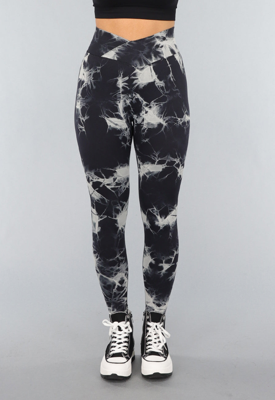 Print Stretch Overslag Legging met Tie Dye