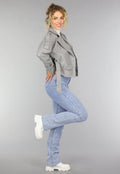 Lederlook Biker Jasje in Grijs