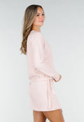 Roze Gebreid Vest met Lange Mouwen en Knoopsluiting