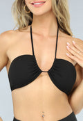 Zwarte Bandeau Bikini Top met Strikdetail