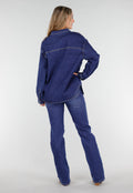 Redial Jeans  Donkerblauw Denim Overhemd met Oversized Pasvorm en Knoopsluiting