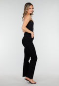 Zwarte Straight Leg Jeans met High Waist