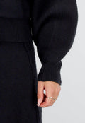 Zwarte Gebreide 2-Piece Set met Vest en Rok