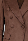 Bruine Stretch Suede Double Breasted Blazer