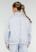 Lichtblauwe Denim Jas met Klepzakken en Trekkoorden