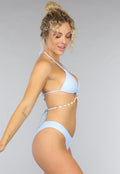 Lichtblauw Padded Triangel Bikinitopje met Schelpjes