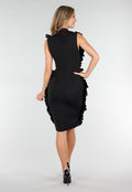 Zwarte Ruffle Jurk Zonder Mouwen met Stretch