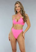 Neon Roze Bikini Broekje met High Waist