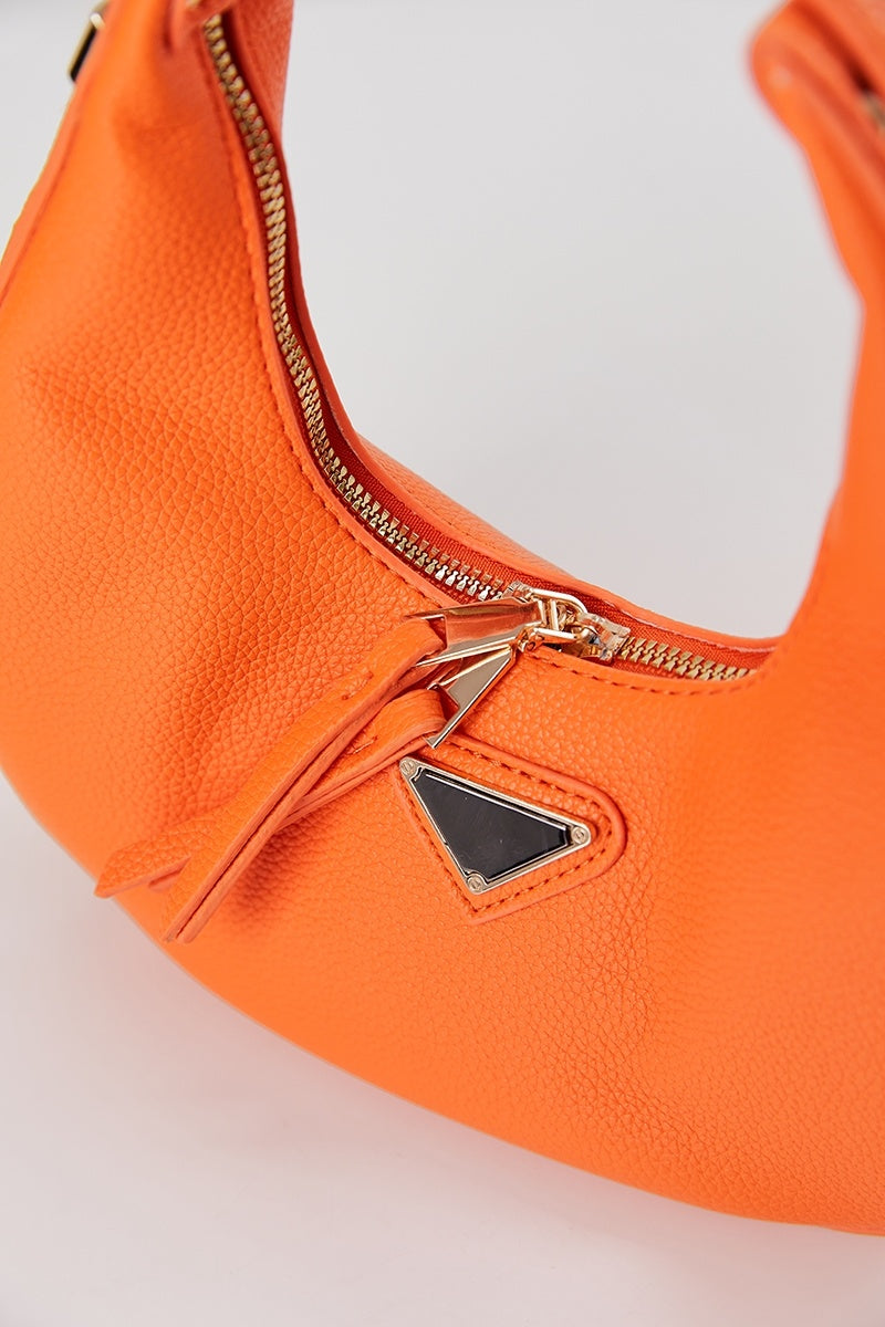 Ronde Oranje Lederlook Tas