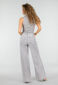 Grijze Wide Leg Jeans met Stud Details en High Waist Pasvorm