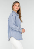 Denim Blouse met Lange Mouwen en Knopen