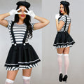 Zwart/Wit Mime Kostuum
