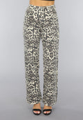 Straight Leg High Waist Panterprint Jeans
