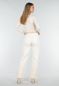 Crème Stretch Body met Lange Mouwen en V-Hals