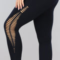 Zwarte 2-delige Sportset met Fishnet Details