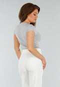 Grijs Stretch T-Shirt met Korte mouwen en Stretch