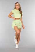 Groene Loose Fit Sporttop met Korte Mouwen