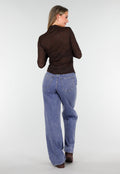 Bruine Semi Transparante Mesh Top met Lange Mouwen