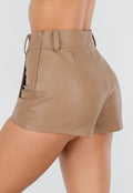 Beige Asymmetrische Skort met Schuine Overslag