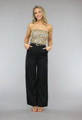 Gouden Strapless Crop Top met Pailletten