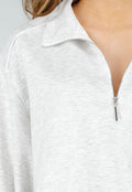 Grijze Sweater met Halve Rits en Elastische Boorden