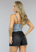 Denim Voorgevormde Bustier Top met Afneembare Bandjes