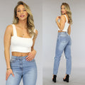 Witte Crop Top met Vierkante Hals