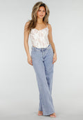 Witte Kant Corset Top met Bandjes en Vetersluiting