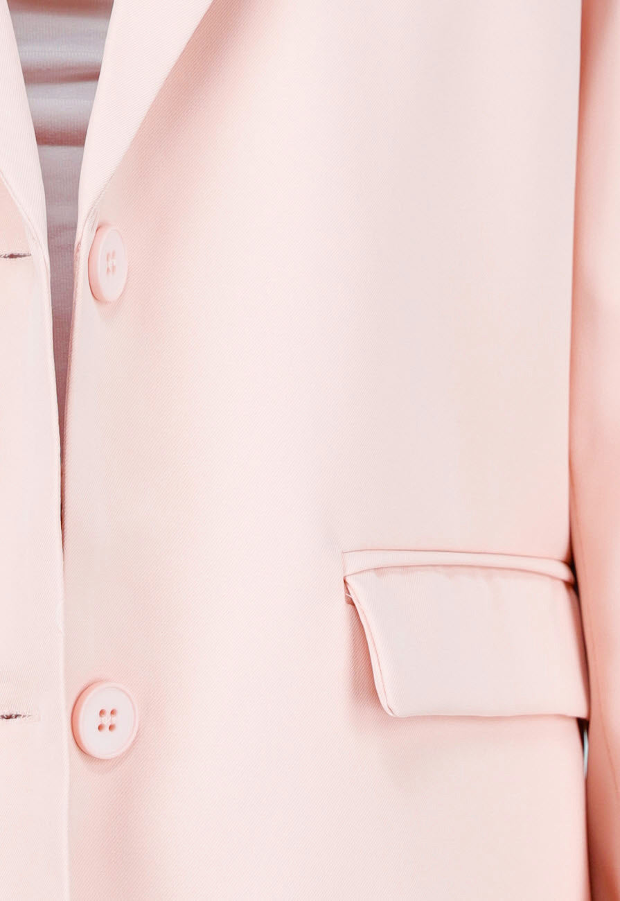 Lichtroze Oversized Blazer met Knoopsluiting en Reverskraag