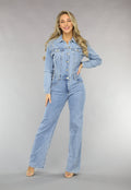 Redial Jeans  Blauwe Longsleeve Straight Leg Spijker Jumpsuit