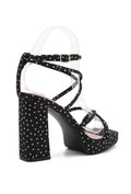 Zwarte Plateau Sandaletten met Polkadot Print