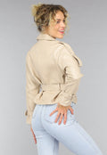 Beige Lederlook Jack met Riempjes