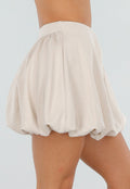 Beige Ballon Skort met Hoge Taille