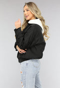 Zwart Oversized Bomberjack met Zakken