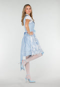 Blauw Oktoberfest Jurkje met Wit Kant en Vetersluiting