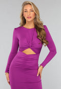 Paarse Lange Jurk met Cutout