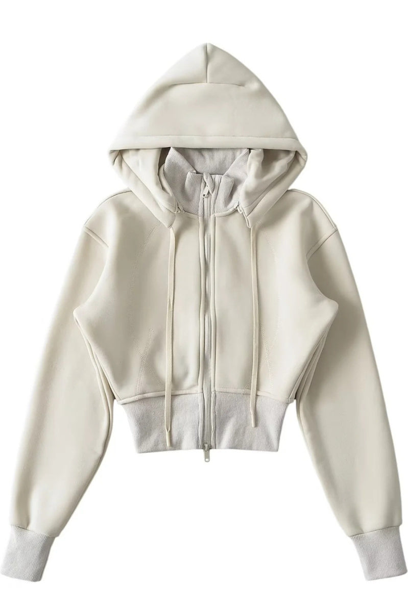 Kort Aansluitend Beige Vest met Rits