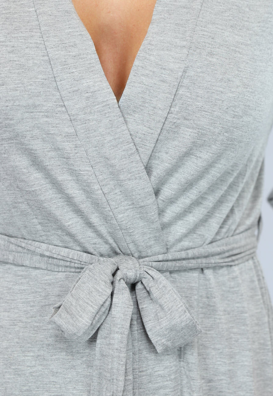 Elastische Grijze Kimono met Kanten Rug
