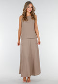 Taupe Set met Hooggesloten Top en Stretch
